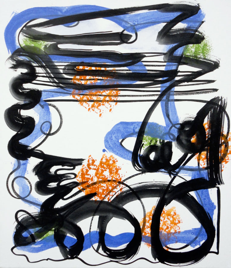 Anne McCaddon Untitled (Blue Line), 2014  Cel-vinyl on canvas 22 x 19 in.