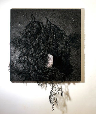 Nena Amsler Untitled (roots), 2012  Acrylic on panel 68 x 48 x 9 in.