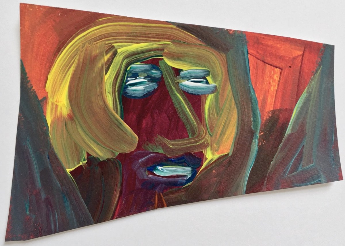 Edie Beaucage DanDan, 2016 Acrylic on paper mounted on wood 7 x 5 in.