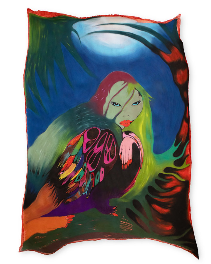 Derriann Pharr A Bird's Blood, 2024, salvadore dali aesthetic, colorful surreal human bird