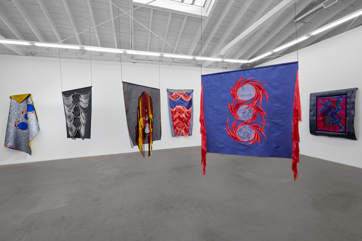 Installation view of Liz Collins: Cosmologies, on view from November 4 - December 22, 2023