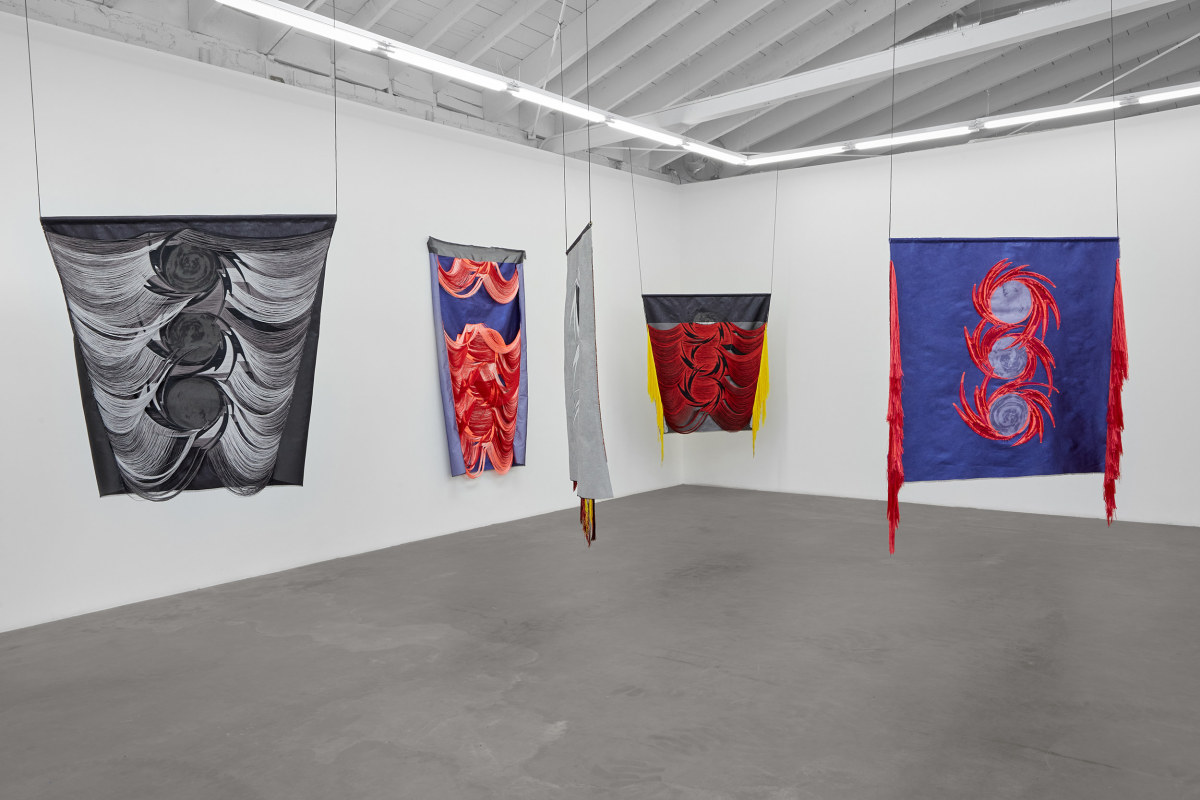 Installation view of Liz Collins: Cosmologies, on view from November 4 - December 22, 2023