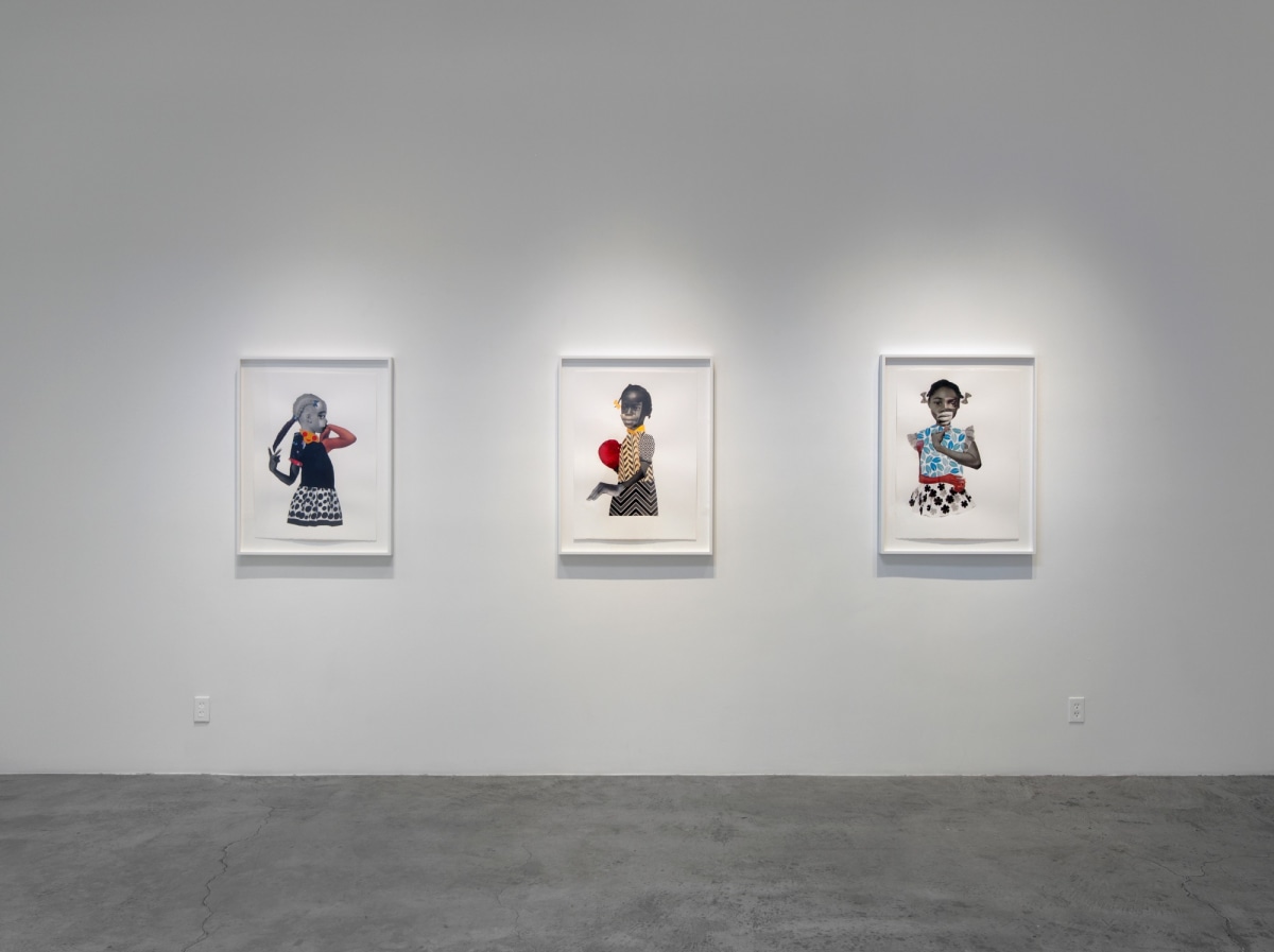 Installation View of Deborah Roberts: Fragile But Flexible