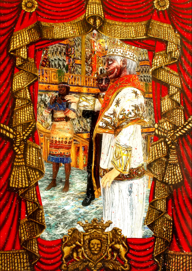 Federico Solmi, &quot;The Lavish Host (The Ballroom),&quot; 2016, Animated video-painting in a handmade artist frame, 52 x 34 inches