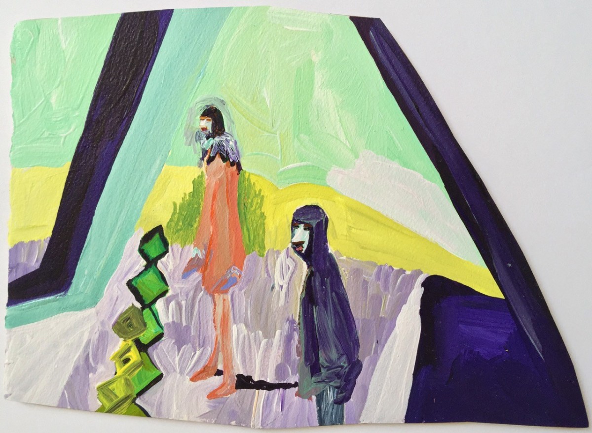 Edie Beaucage Eos &amp; Alderamin, 2016  Acrylic on paper mounted on wood 12 x 8.25 in.