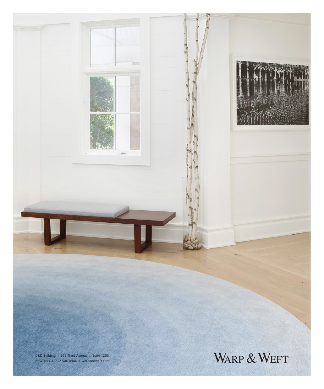 Twilight Circle rug in a Hampton home featured in luxe magazine