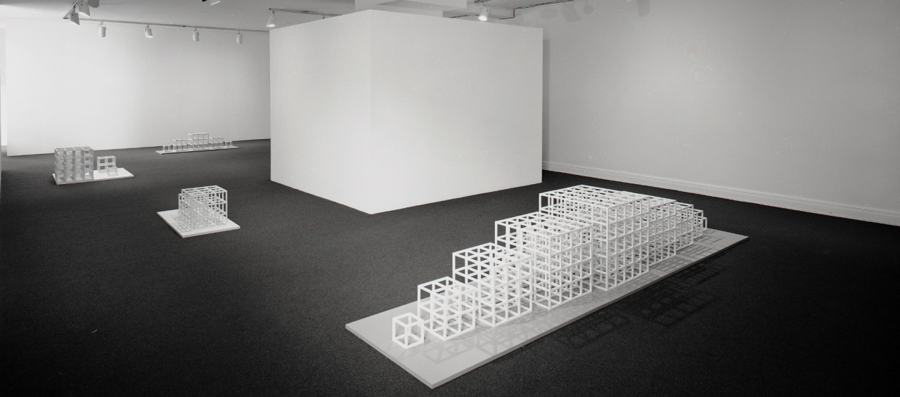 Installation view at Rhona Hoffman Gallery, Sol LeWitt, New Structures and Photogrids, 1979