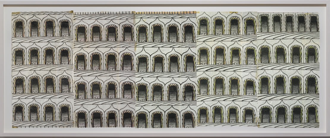 Martin Ramirez - Untitled (Arches, 5 Panels), 1960-1963 | Art Basel 2020 | Bruce Silverstein Gallery