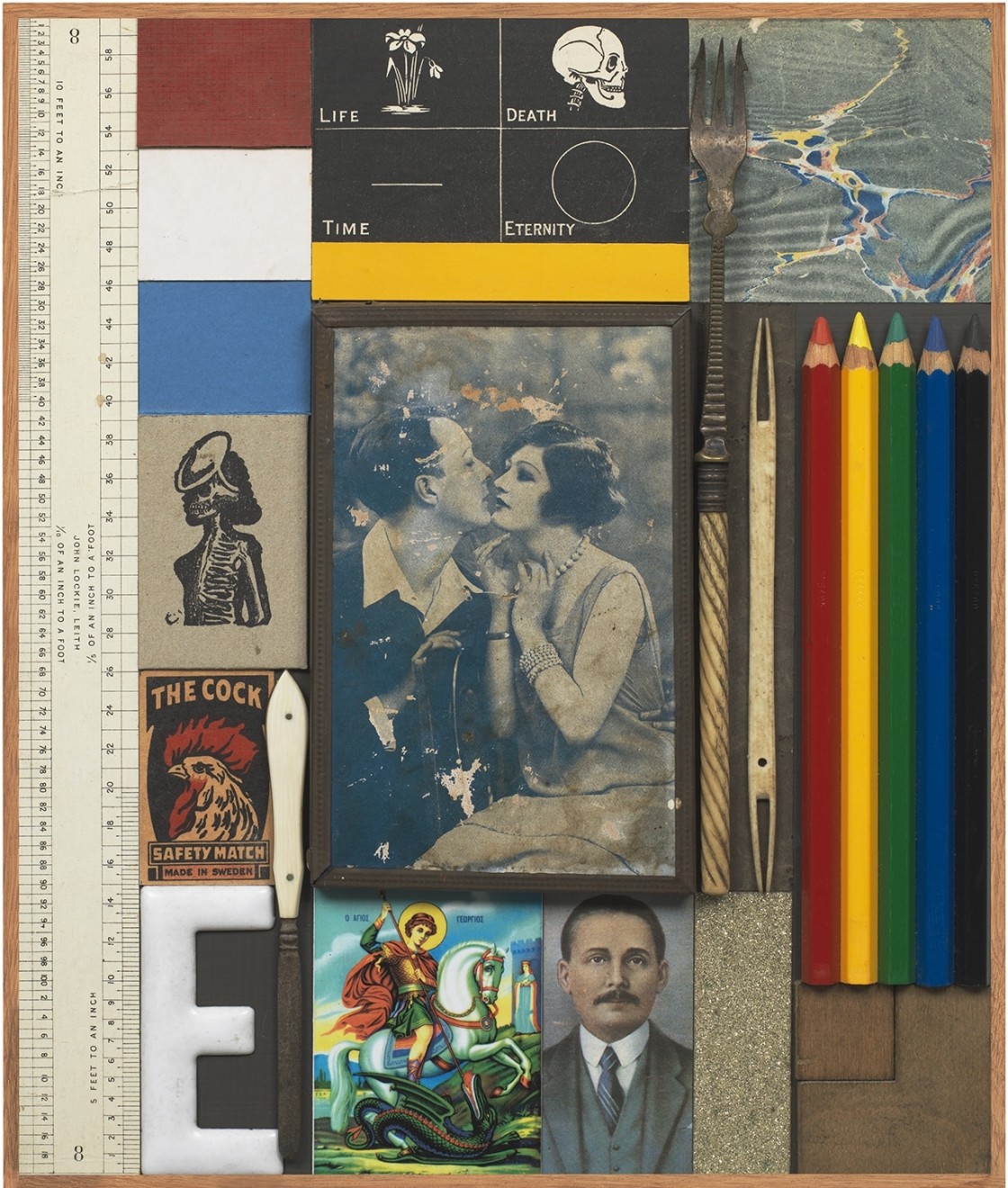 Wood Puzzle #4: The Kiss, 2013, Assemblage on board