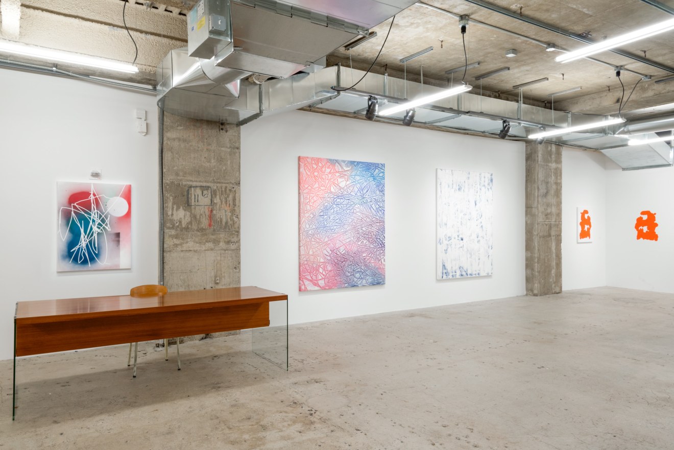 Life Curated by the Journal Gallery Elrod Untitled Ekblad Not Yet Titled (Tracks) Succo And Fake Tattoos Like Lips Rees Cadmium Orange Med