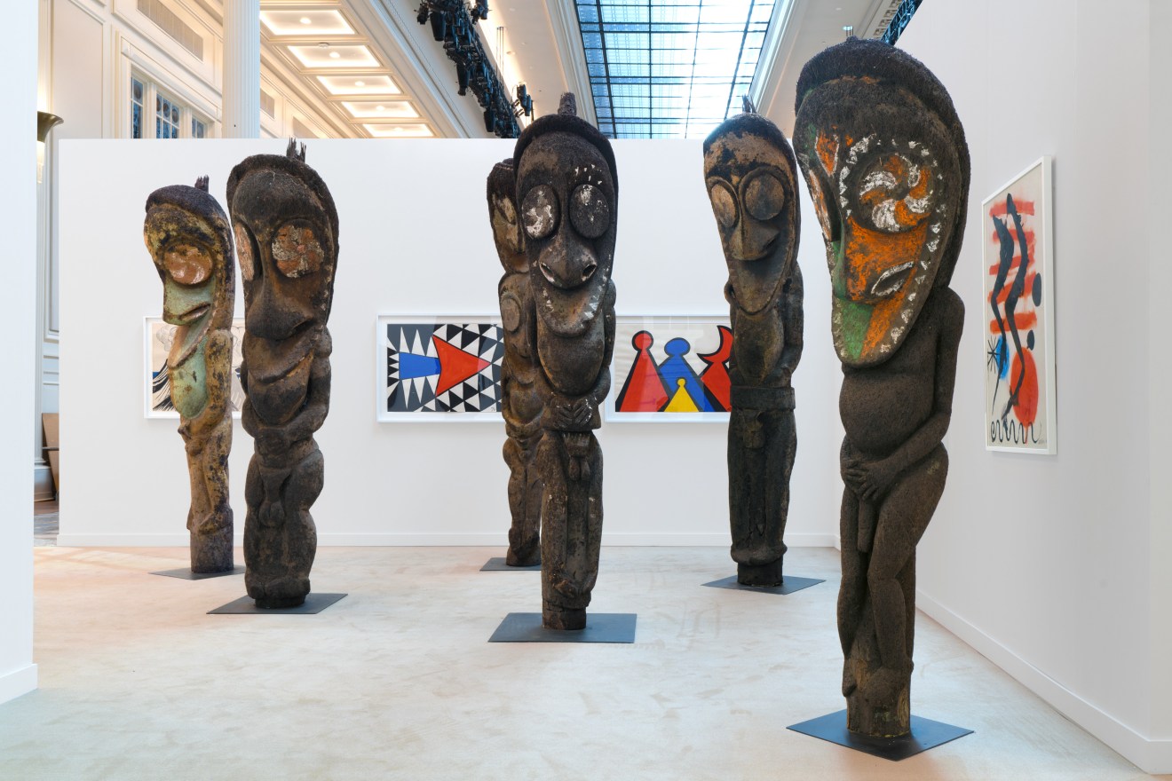 Installation view of Vanuatu Totems &amp; Calder Gouaches at Independent 20th Century, 2023