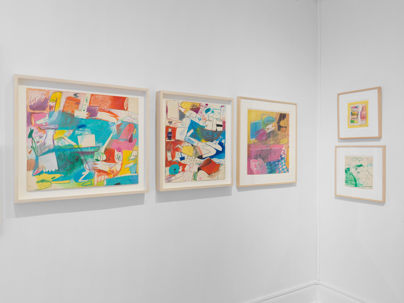 Installation view of Peter Saul Early Works on Paper at Venus Over Manhattan New York