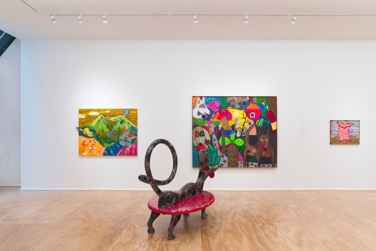 Installation view of Maija Peeples-Bright &amp; Roy De Forest at Venus Over Manhattan, New York