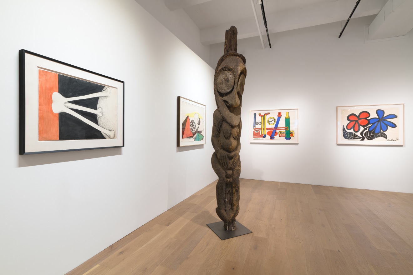 Installation view of Vanuatu Totems &amp; Calder Gouaches, Venus Over Manhattan, New York, 2023