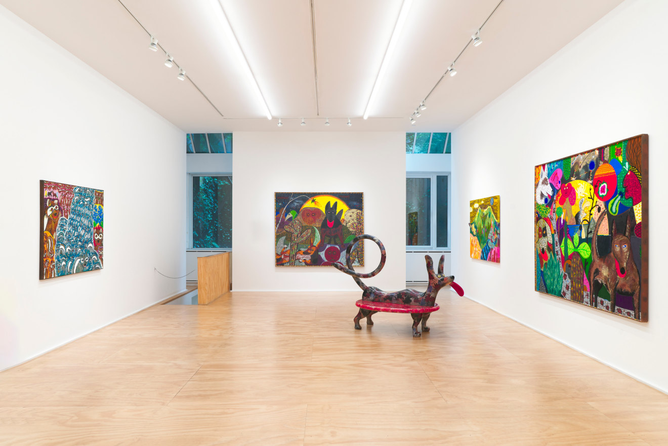 Installation view of Maija Peeples-Bright &amp; Roy De Forest at Venus Over Manhattan, New York