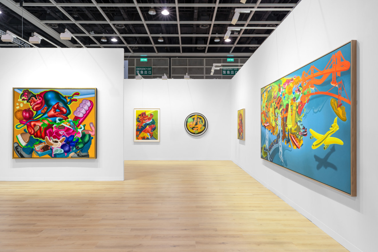 Installation view of Peter Saul presented by Venus Over Manhattan at Art Basel Hong Kong 2023.