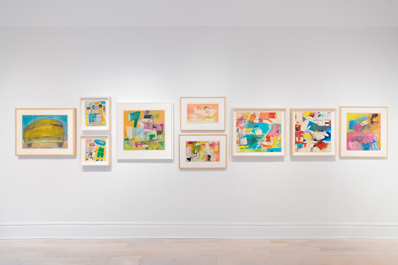 Installation view of Peter Saul Early Works on Paper at Venus Over Manhattan New York