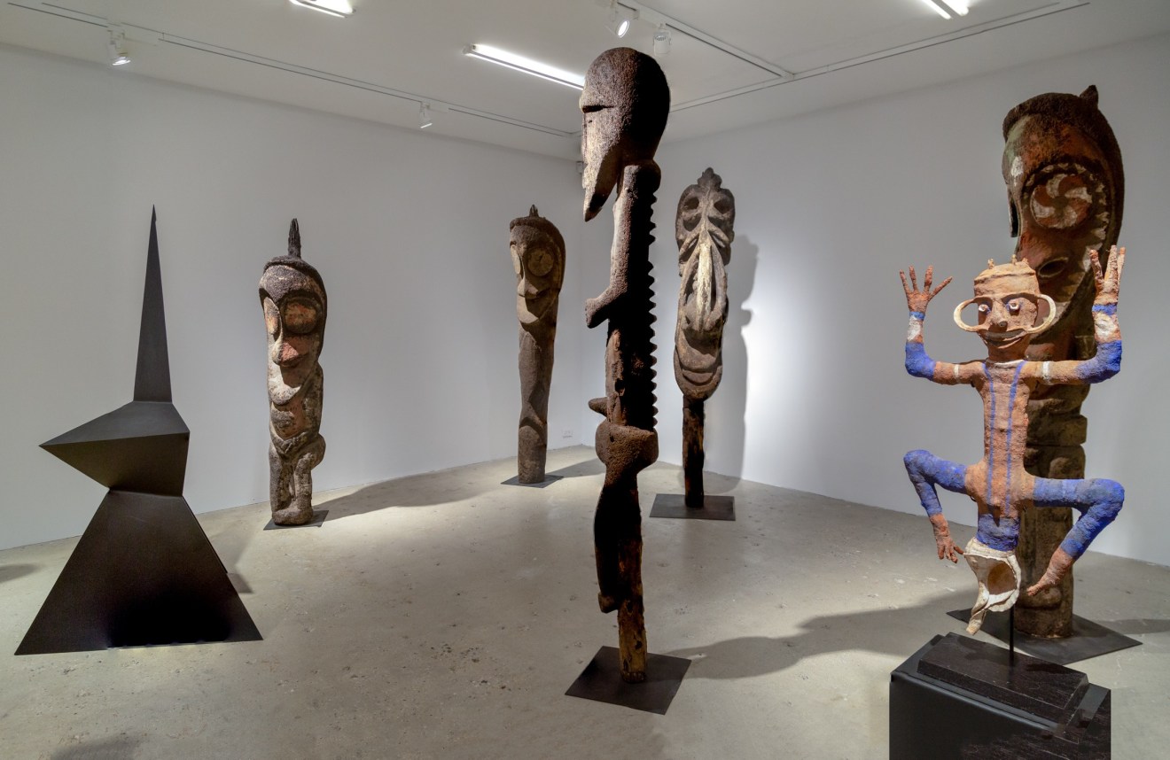 Installation view of Calder Crags + Vanuatu Totems from the Collection of Wayne Heathcote, New York, Venus Over Manhattan