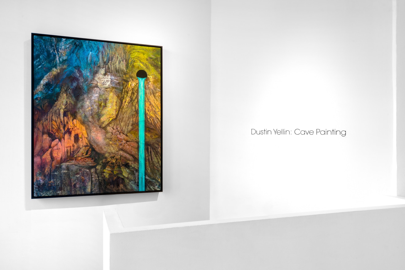 Installation view of Dustin Yellin: Cave Painting at Venus Over Manhattan, New York, 2023