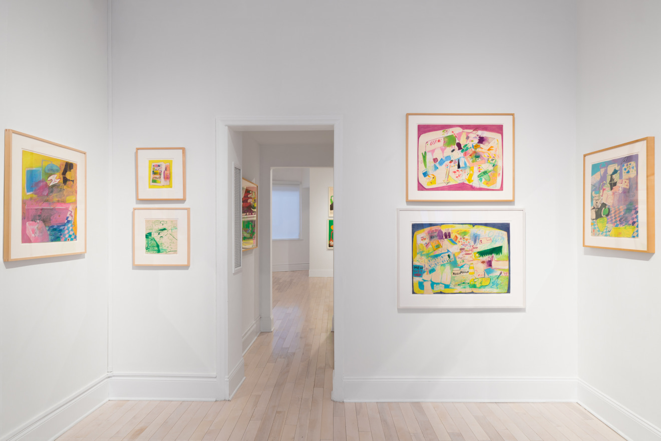 Installation view of Peter Saul Early Works on Paper at Venus Over Manhattan New York