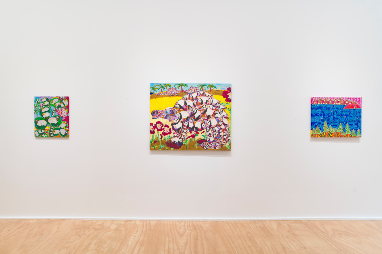 Installation view of Maija Peeples-Bright &amp; Roy De Forest at Venus Over Manhattan, New York