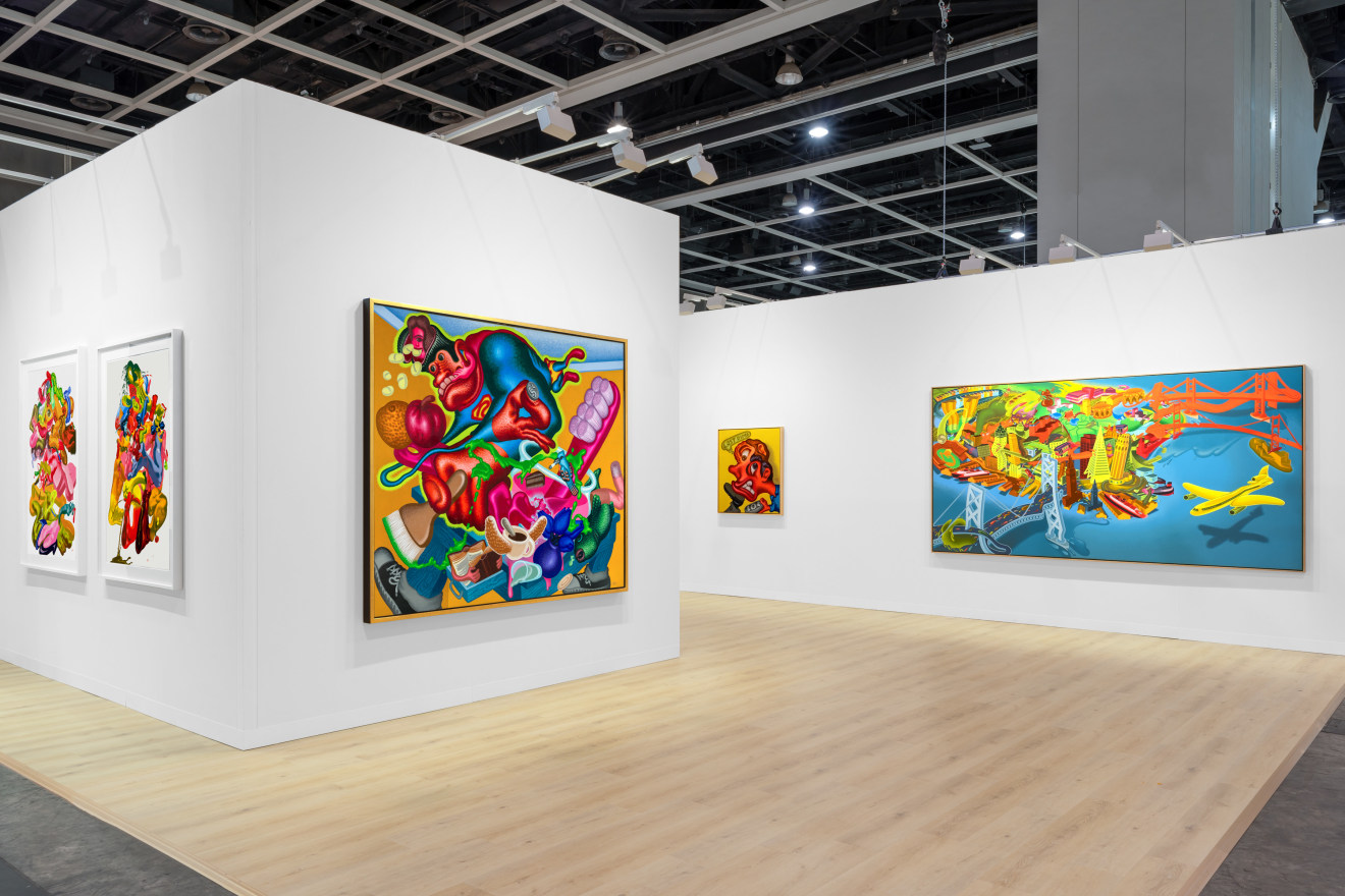 Installation view of Peter Saul presented by Venus Over Manhattan at Art Basel Hong Kong 2023.