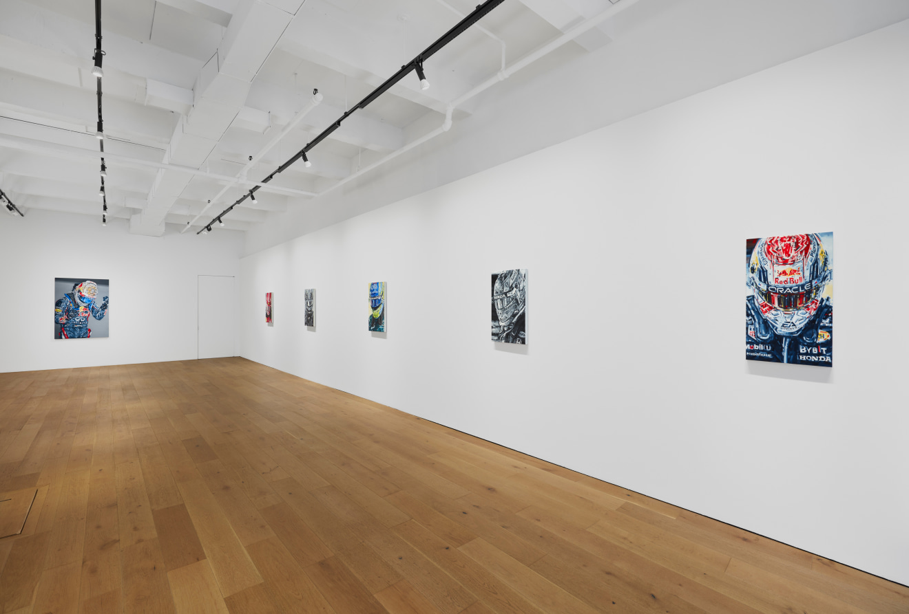 Installation view of Michael Kagan: Pole Position at Venus Over Manhattan, New York, 2023