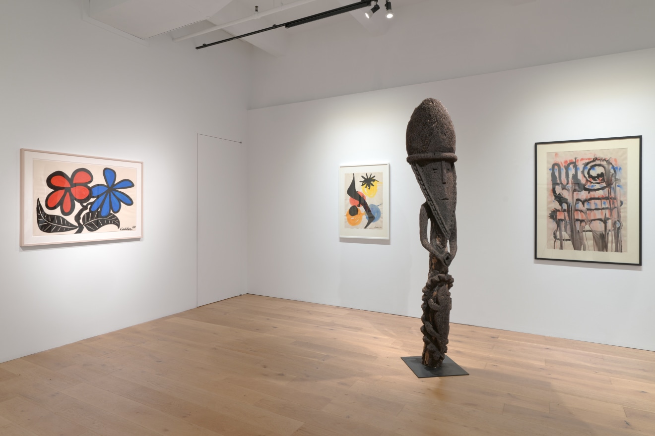 Installation view of Vanuatu Totems &amp; Calder Gouaches, Venus Over Manhattan, New York, 2023