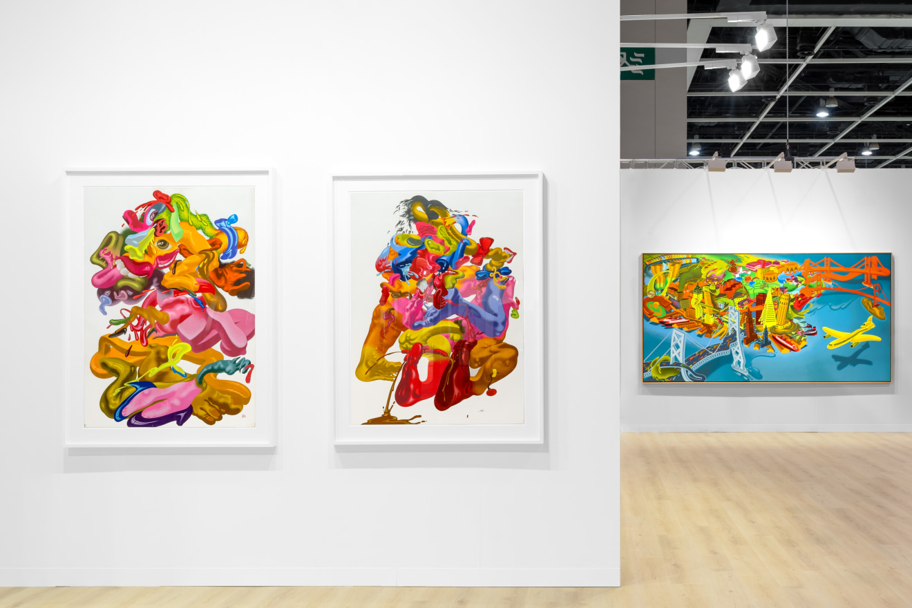 Installation view of Peter Saul presented by Venus Over Manhattan at Art Basel Hong Kong 2023.