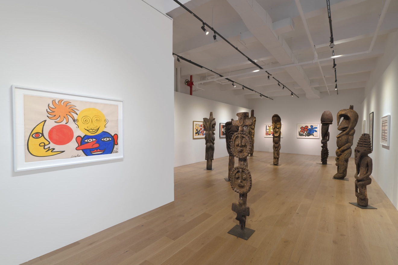 Installation view of Vanuatu Totems &amp; Calder Gouaches, Venus Over Manhattan, New York, 2023