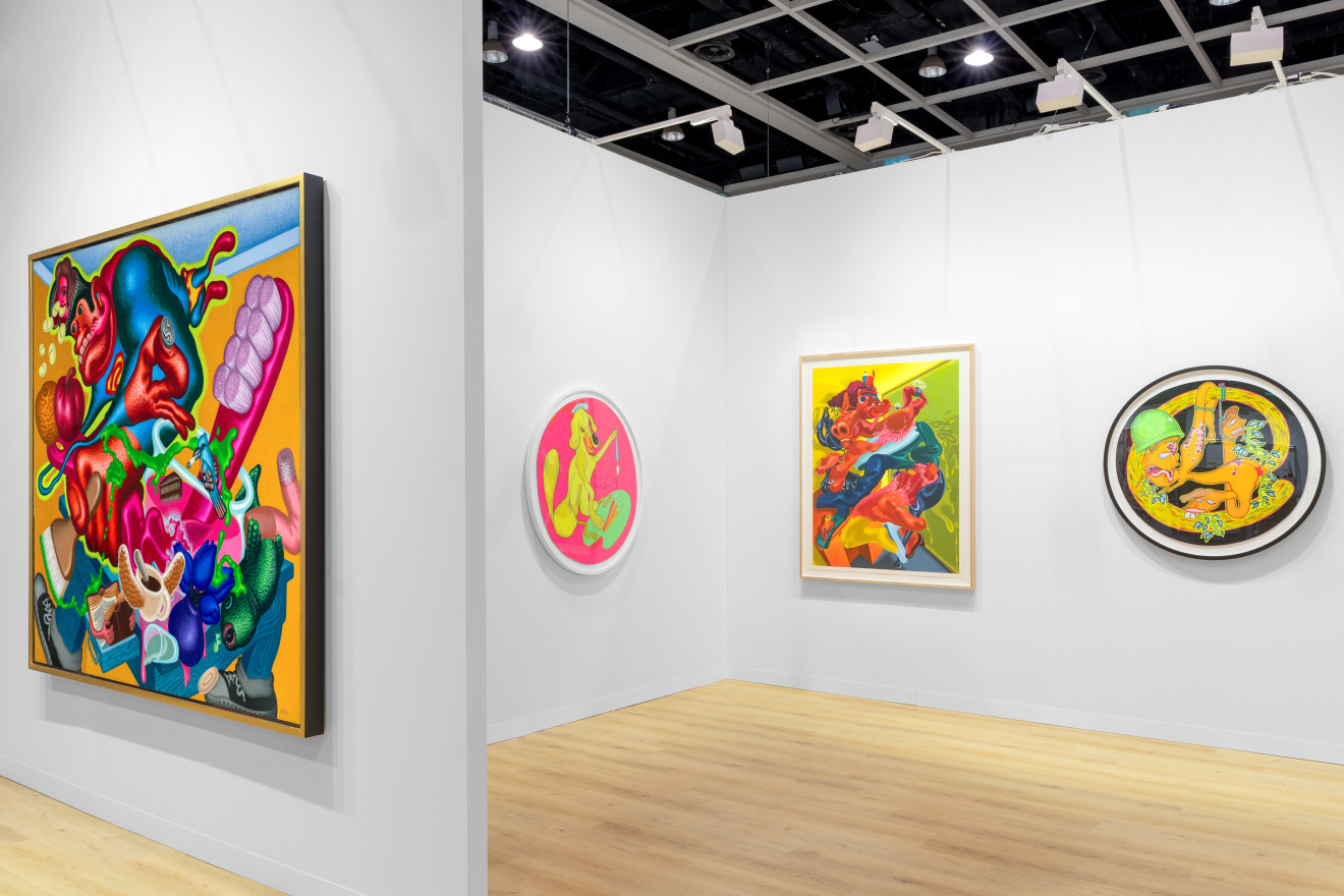 Installation view of Peter Saul presented by Venus Over Manhattan at Art Basel Hong Kong 2023.