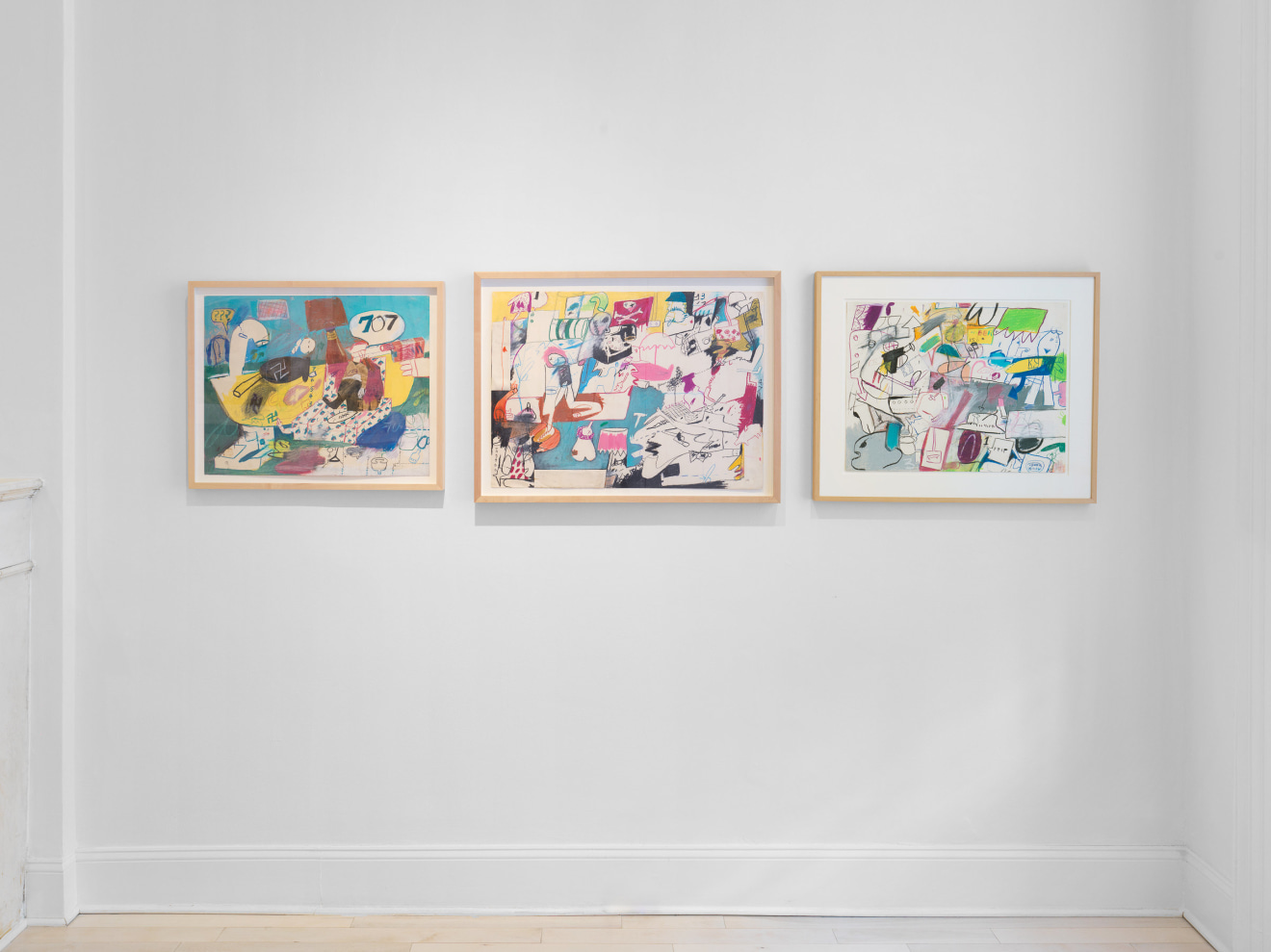 Installation view of Peter Saul Early Works on Paper at Venus Over Manhattan New York