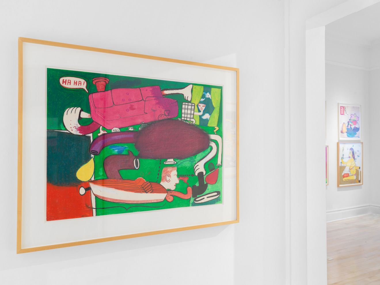 Installation view of Peter Saul Early Works on Paper at Venus Over Manhattan New York