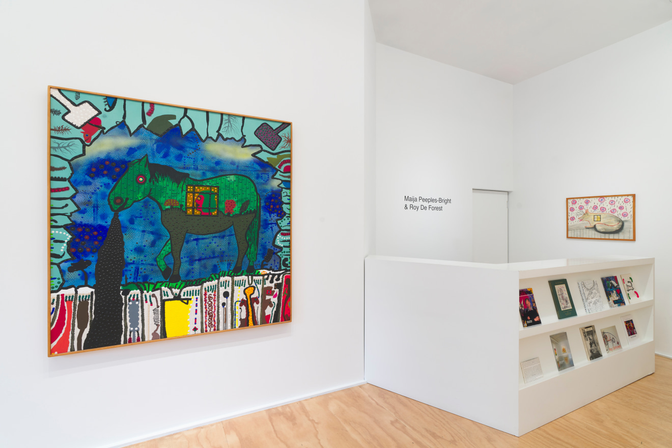 Installation view of Maija Peeples-Bright &amp; Roy De Forest at Venus Over Manhattan, New York