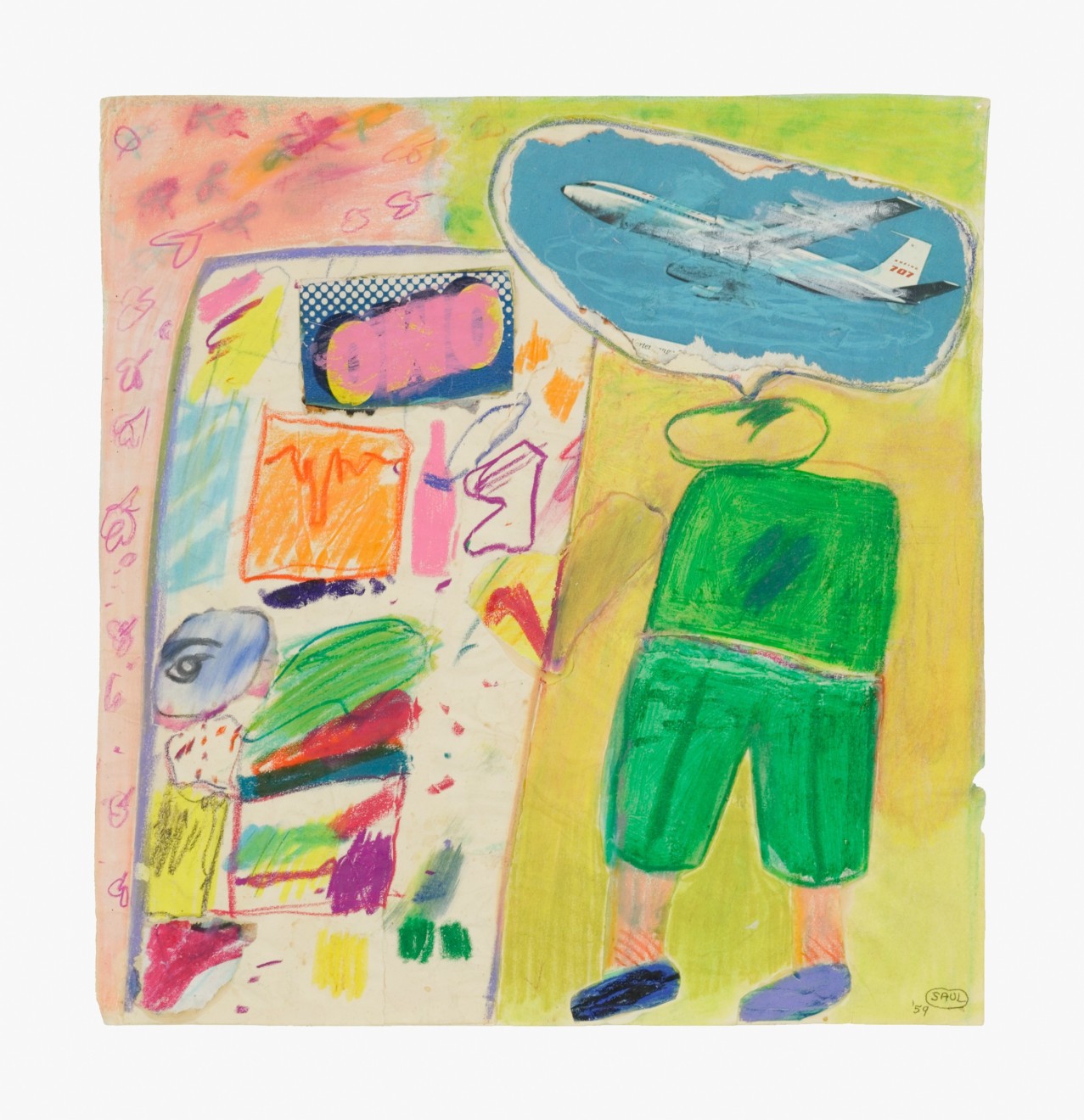 Work on paper by Peter Saul titled Untitled (Ice Box) from 1959