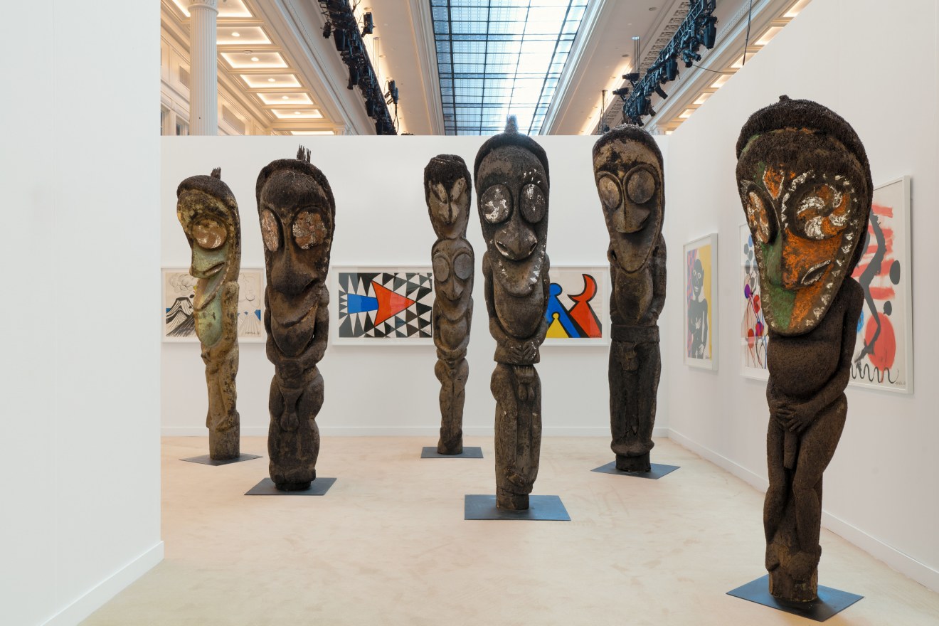 Installation view of Vanuatu Totems &amp; Calder Gouaches at Independent 20th Century, 2023