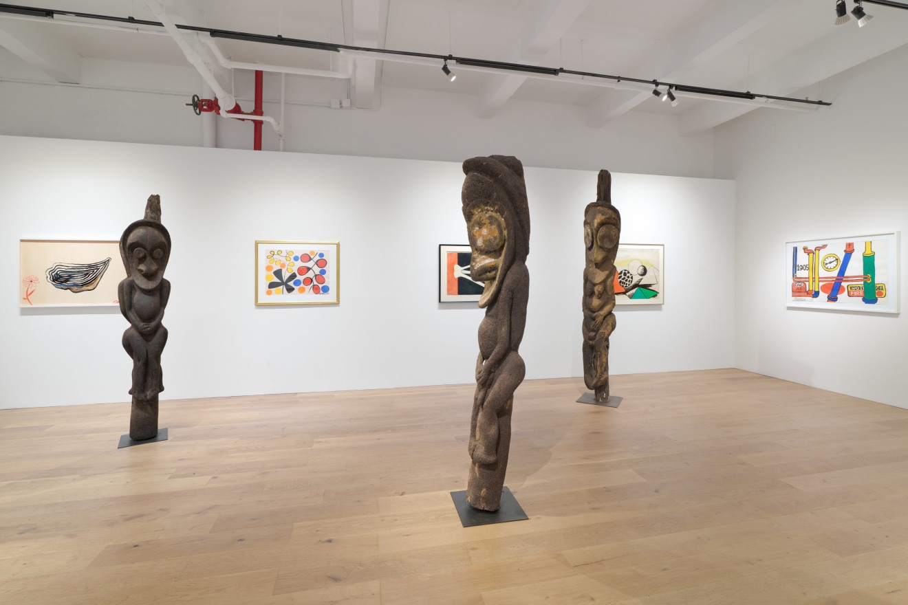 Installation view of Vanuatu Totems &amp; Calder Gouaches, Venus Over Manhattan, New York, 2023