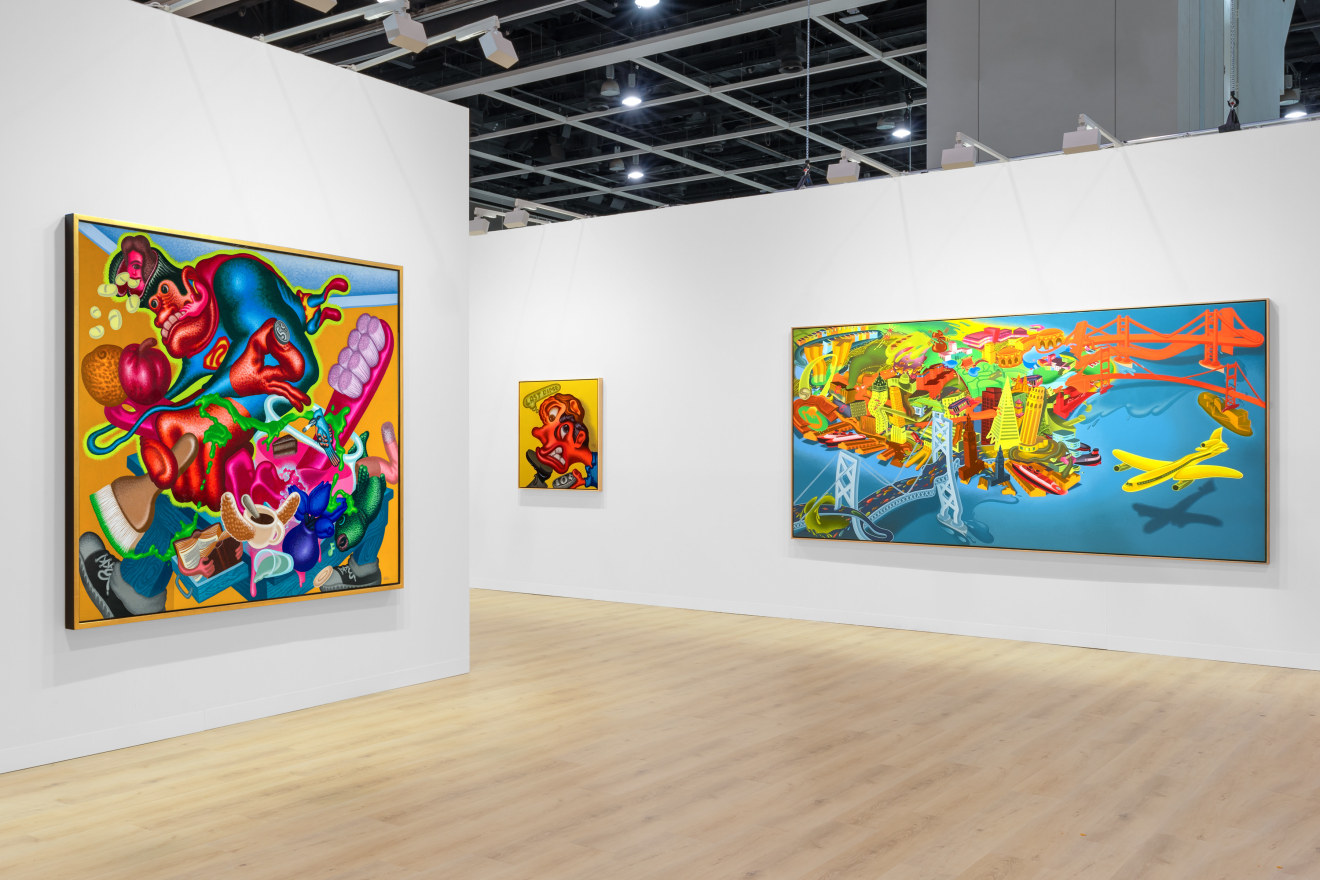 Installation view of Peter Saul presented by Venus Over Manhattan at Art Basel Hong Kong 2023.