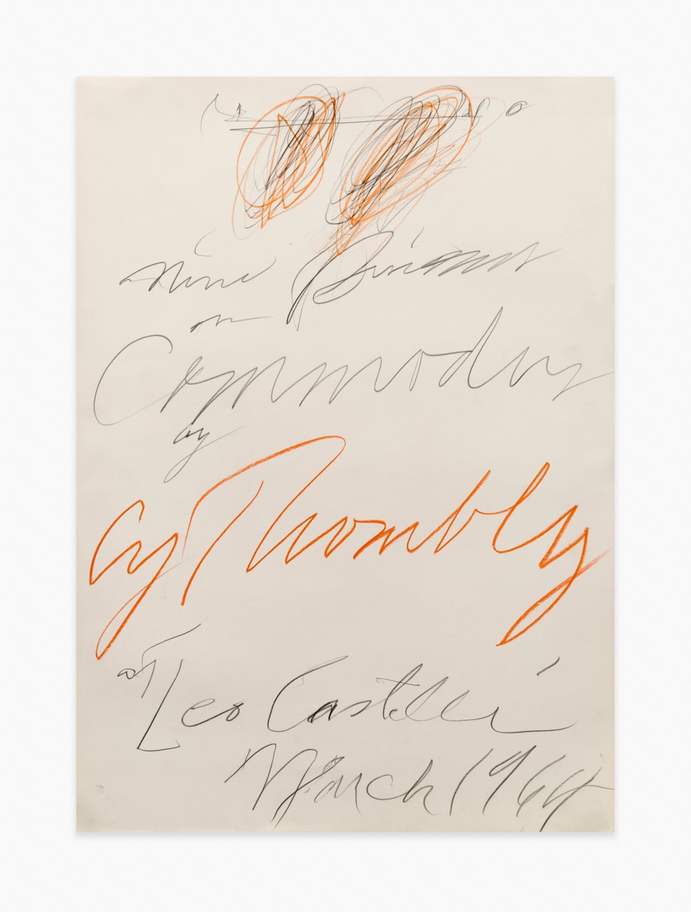 Cy Twombly Poster Study for &ldquo;Nine Discourses on Commodus by Cy Twombly at Leo Castelli Gallery,&rdquo; 1964