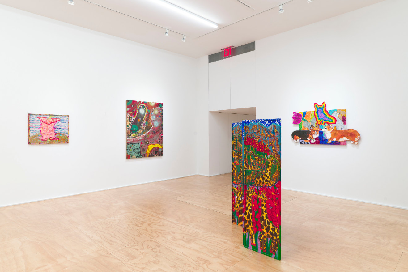 Installation view of Maija Peeples-Bright &amp; Roy De Forest at Venus Over Manhattan, New York