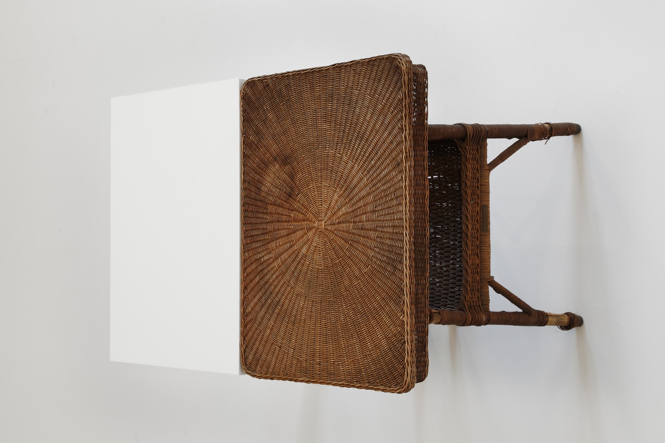 Untitled (two hanging tables, one new, one old), 2013, Enamel on eastern maple, found table