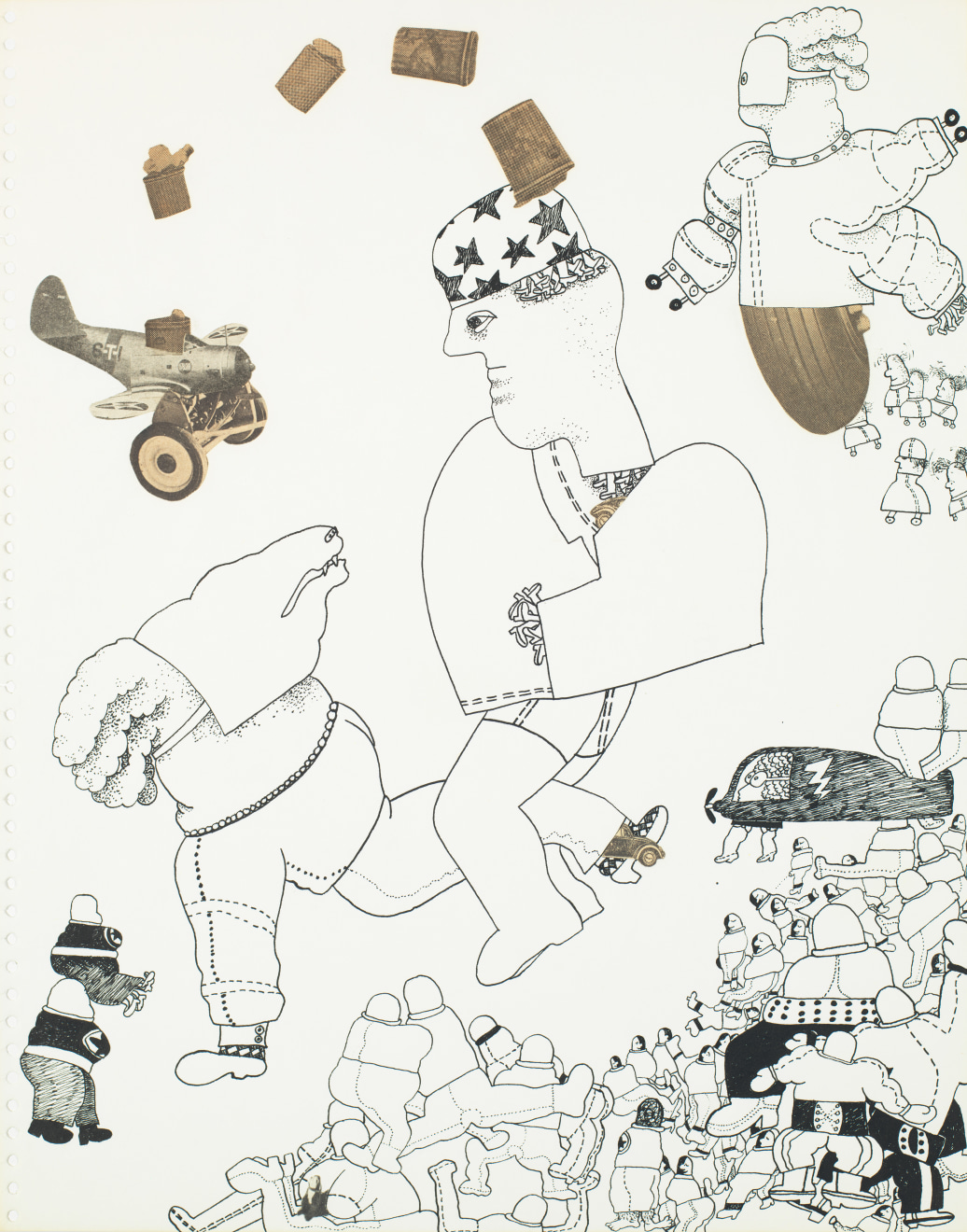 Space Drawing #5, 1967, Ink and collage on paper