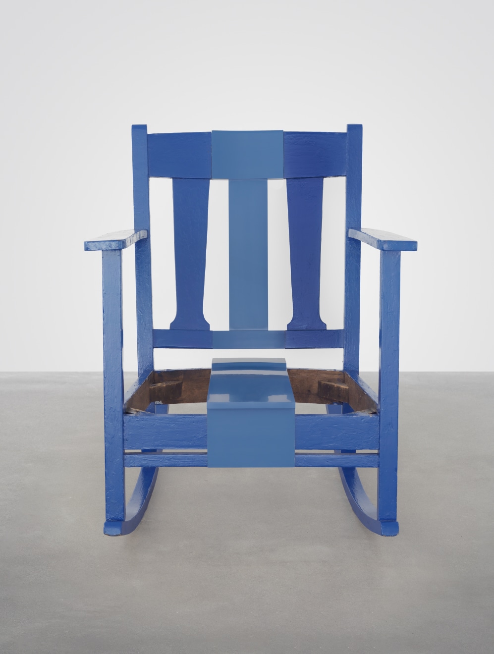 A rocking chair (that never had a seat) I painted blue when I was sixteen, 2011, Enamel on found chair