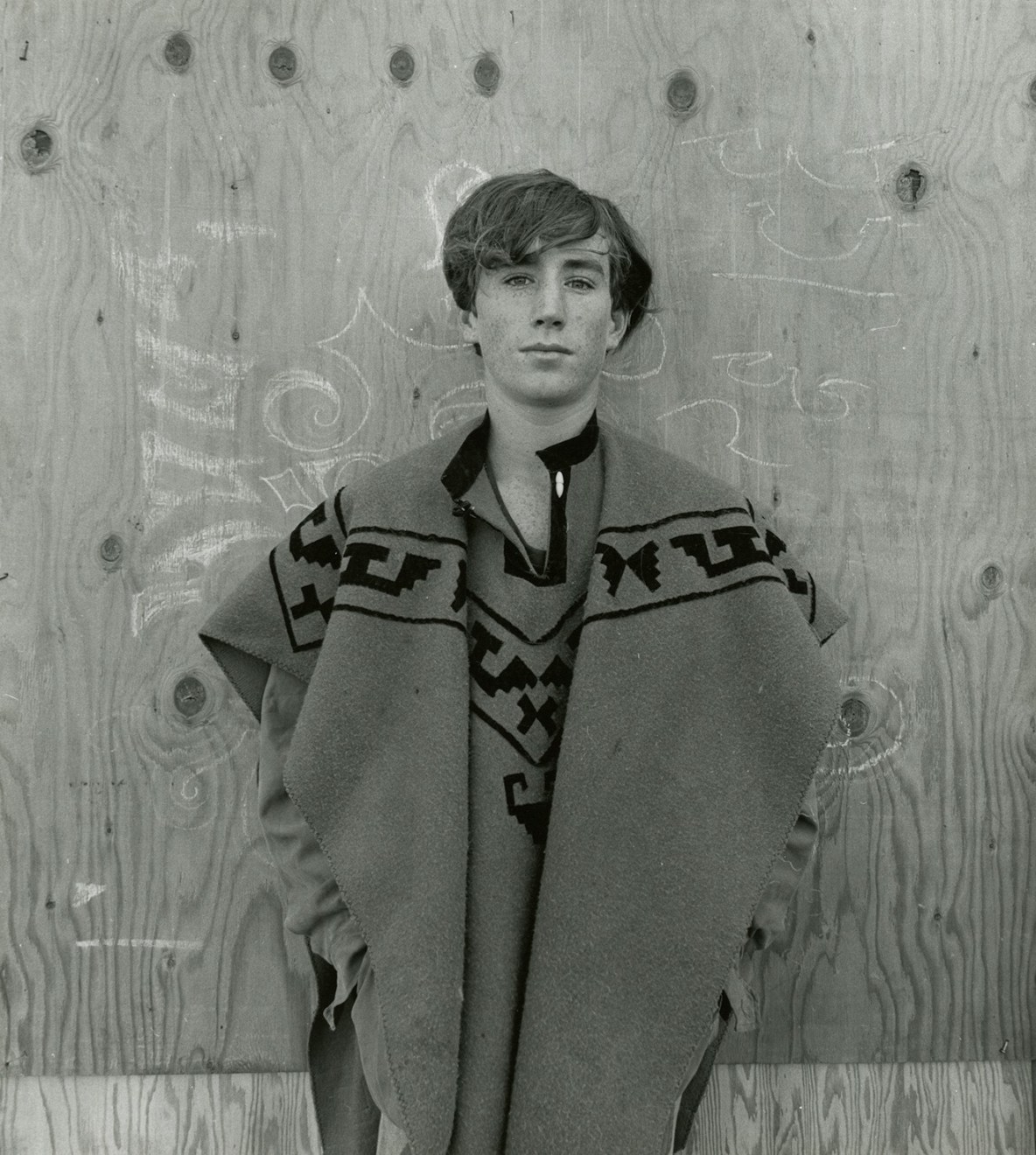 Haight Ashbury (young man against plywood), 1968