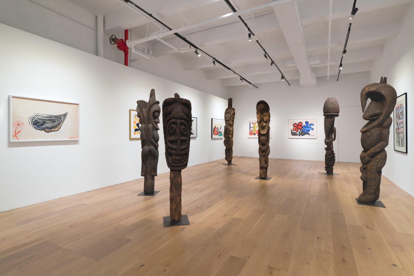 Installation view of Vanuatu Totems &amp; Calder Gouaches, Venus Over Manhattan, New York, 2023