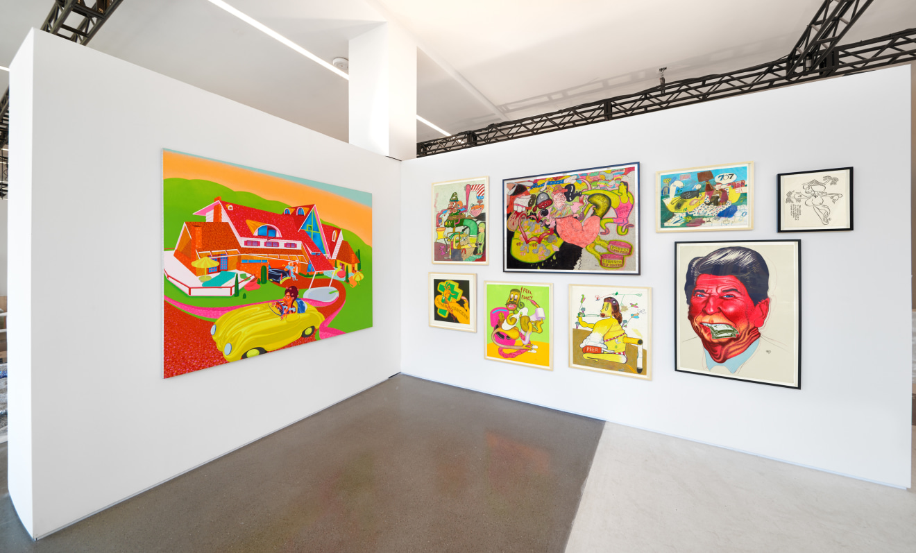 Installation view of Peter Saul: Early and Important Works at Independent, New York, 2016