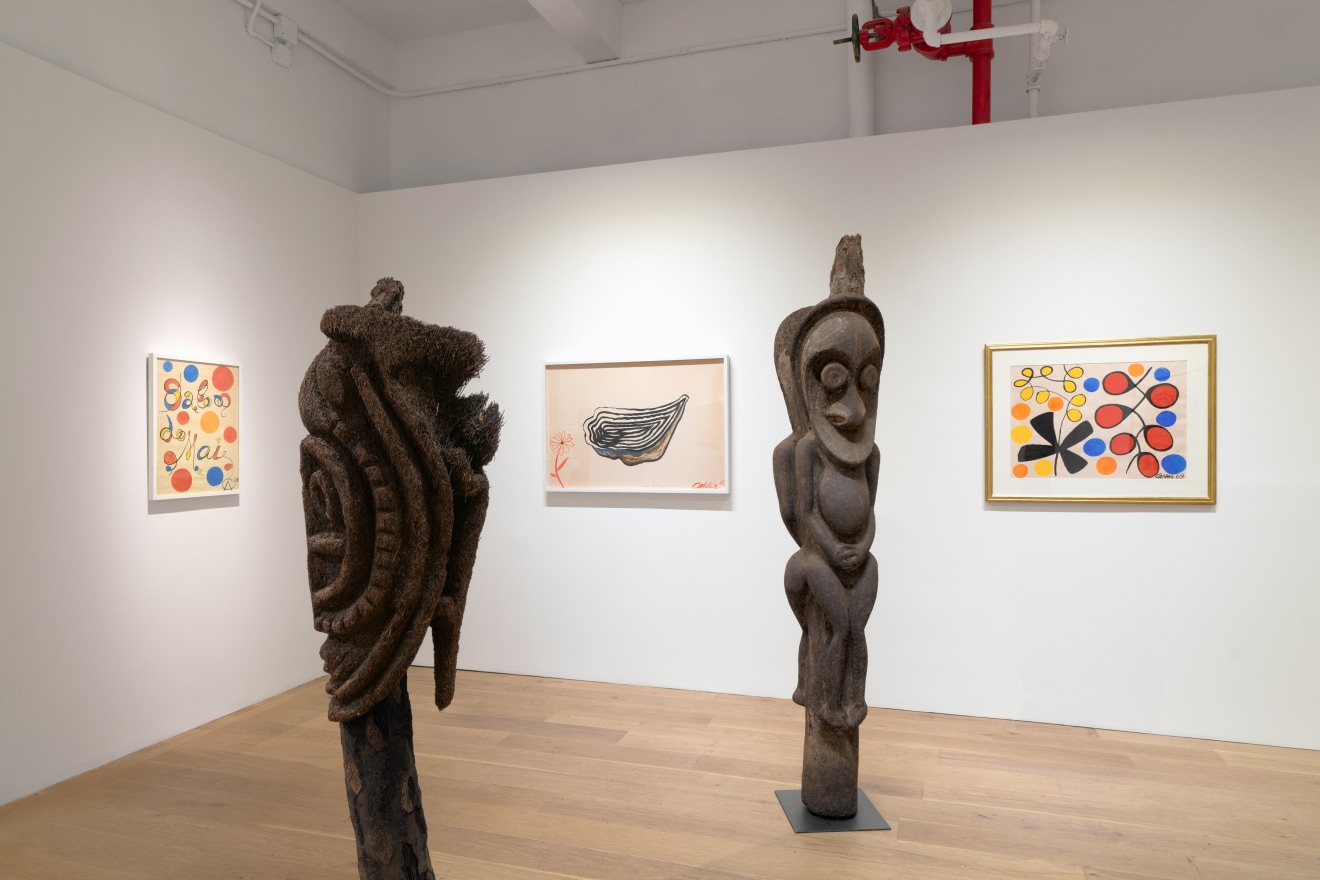 Installation view of Vanuatu Totems &amp; Calder Gouaches, Venus Over Manhattan, New York, 2023