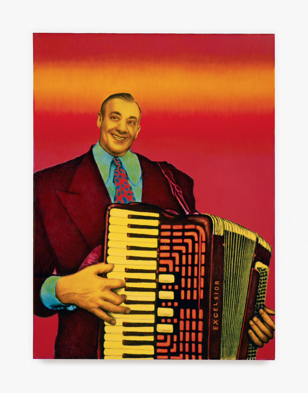 Ed Paschke, &quot;Accordion Man,&quot; 1969. Oil on linen; 48 x 38 in (121.9 x 96.5 cm). &copy; 2023 Estate of Ed Paschke. Courtesy the Ed Paschke Foundation and Venus Over Manhattan, New York.