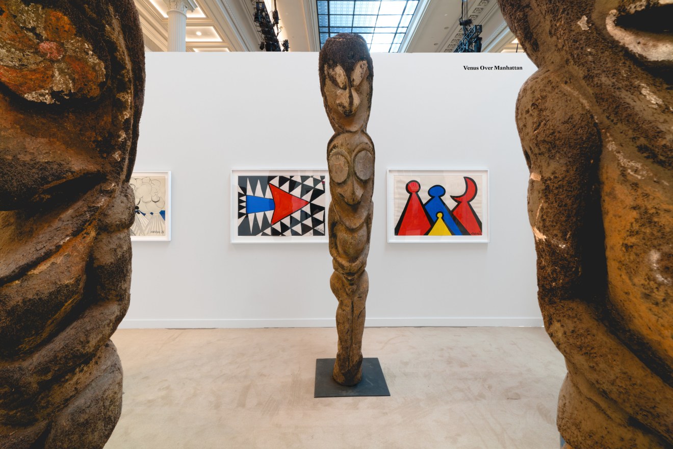 Installation view of Vanuatu Totems &amp; Calder Gouaches at Independent 20th Century, 2023