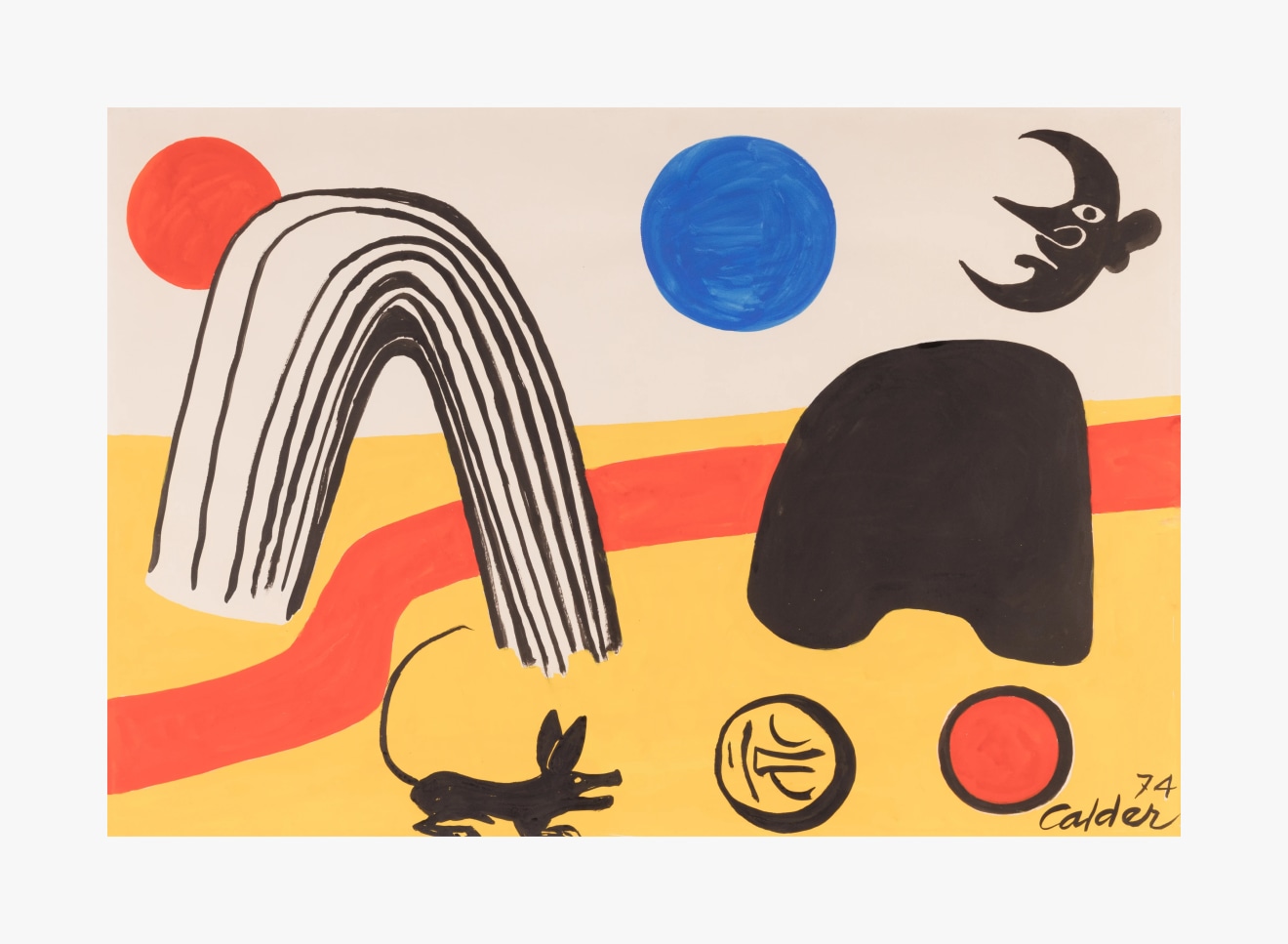 Work on paper by Alexander Calder titled Kwai from 1974